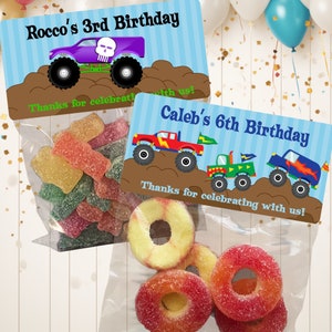 Personalized Monster Truck Birthday Party Favor Stickers