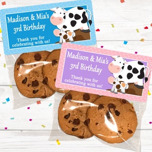 Cow Party Favor Bags: Personalized Farm Animal Stickers