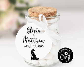 Minimalistische silhouet bruiloft gunst tags of stickers (digitaal bestand)