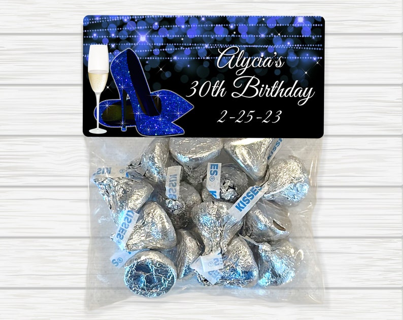 Champaign and Heels Favor Bags, Adult Favor Bags, Bachelorette Favor Bags, Birthday Favor Bags, Milestone Birthday, Girls Night, High Heels Blue Heels