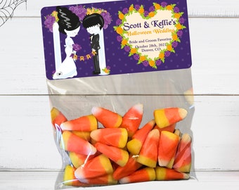 Personalized Halloween Wedding Favor Bags & Stickers