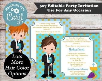 Invitación de Primera Comunión editable: Descarga digital