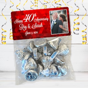 40th Anniversary Stickers and Bags, Anniversary Favors, Family Event Bags, 40th Anniversary Treat Bags, Anniversary Party Favor Stickers