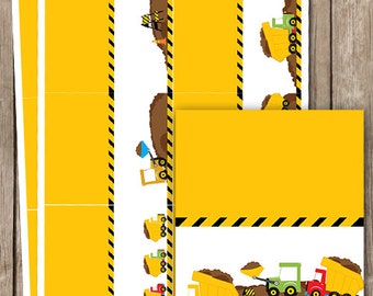 Construction Dump Trucks Place Cards Food Labels Digital File INSTANT DOWNLOAD