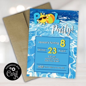 Editable Pool Party Invitation: Summer Birthday (Digital File)