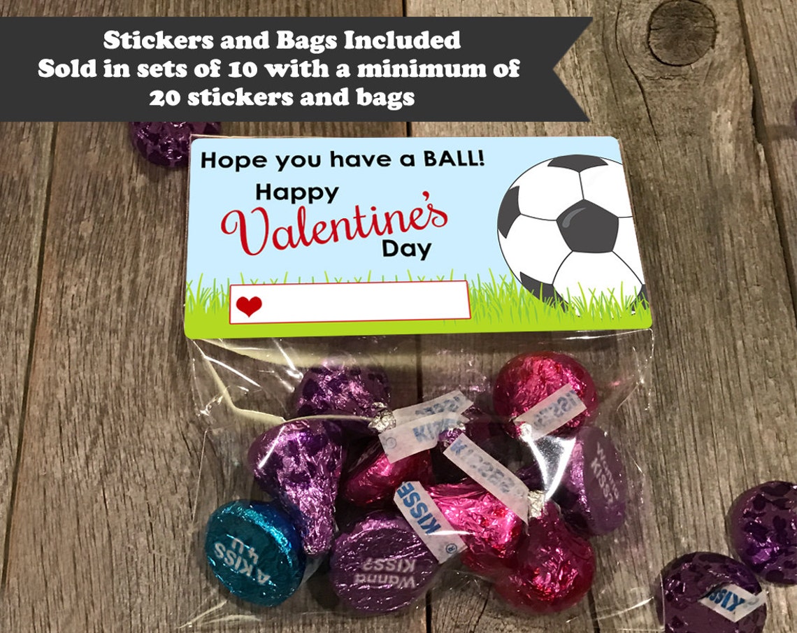 Soccer Ball Valentine Treat Bags Soccer Valentines Valentine Etsy