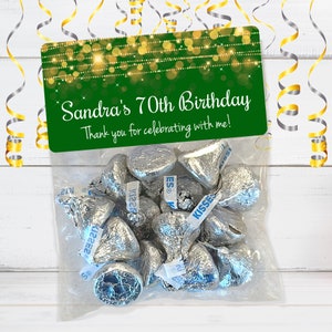 Gold Favor Bags, Adult Favor Bags, Gold and Blue Favor Bags, Birthday Favor Bags, Milestone Birthday, Party Favor Bags, Green and Gold