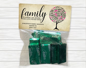 Family Reunion Stickers and Bags, Family Reunion Favors, Family Gatherings, Reunion Treat Bags, Reunion Party Favors, Where Life Begins