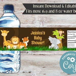 Safari Baby Shower Invitations: Jungle Animals, Giraffe Print (Digital File) image 2