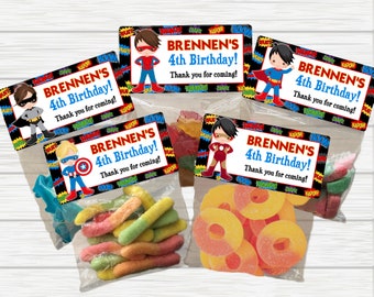 Personalized Superhero Birthday Treat Bags: Party Favors