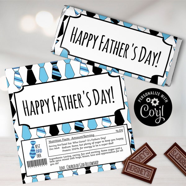 Fathers Day Candy Wrapper, Small Ties Candy Wrapper, Father's Day Gift, Father's Day, Fathers Day Candy Label, Editable, INSTANT DOWNLOAD