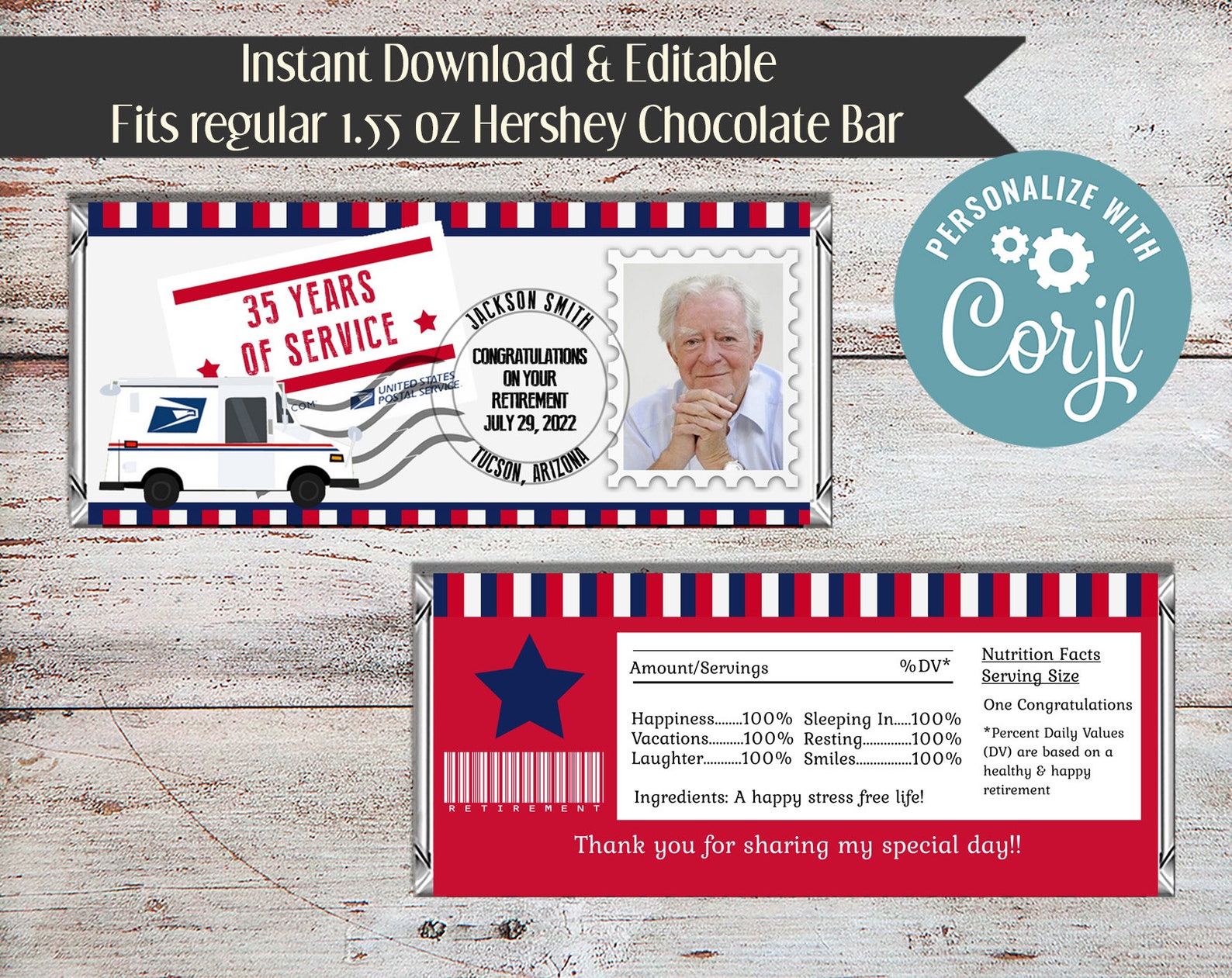 Editable Post Office Retirement Party Postal Worker Candy Bar Etsy