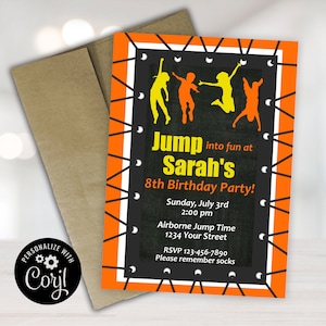 Trampoline Party Invitations, Bounce Birthday Party Invitations, Bounce House Birthday Party, Trampoline Party, Digital File, DIY, Editable