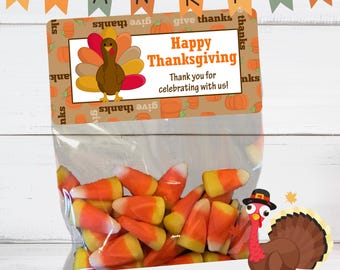 Personalized Thanksgiving Favor Bags, Stickers