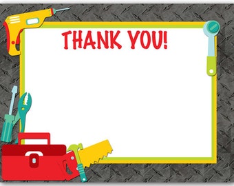Tools Handyman Thank You Cards Birthday Baby Shower INSTANT DOWNLOAD