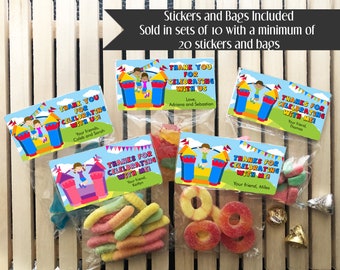 Bounce House Stickers and Bags, Bounce House Party Favors, Bounce House Stickers, Boy or Girl, Bouce House Treat Bags, Party Favors