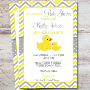 Rubber Duck Baby Shower Treat Bags, Duck Baby Shower Stickers & Bags, Rubber Duck Shower, Baby Shower Treat Bags Stickers, Yellow and Grey image 3