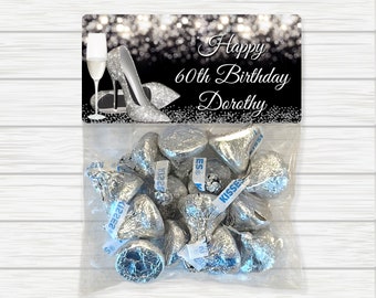 Silver Heels Birthday Favor Bags: Personalized Milestone Party