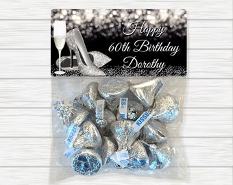 Silver Favor Bags, Adult Favor Bags, Silver and Black Favor Bags, Birthday Favor Bags, Milestone Birthday, Party Favor Bags, Silver Birthday