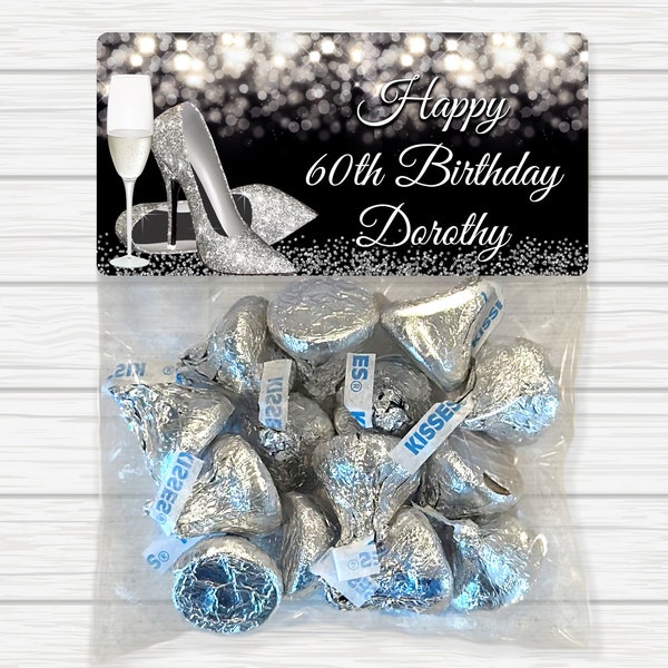 Silver Favor Bags, Adult Favor Bags, Silver and Black Favor Bags, Birthday Favor Bags, Milestone Birthday, Party Favor Bags, Silver Birthday