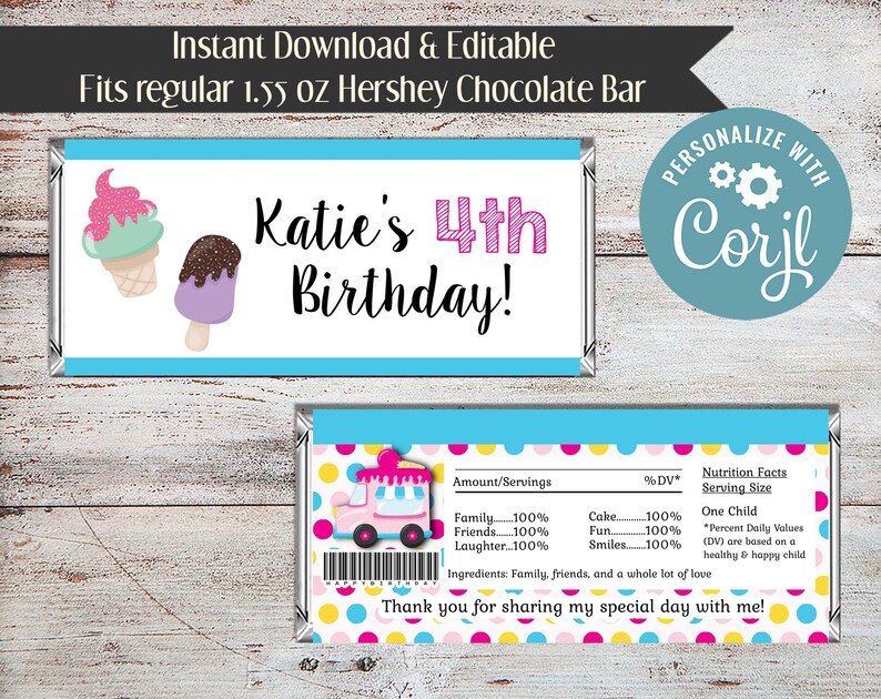 Editable Ice Cream Party Package Ice Cream Water Wrappers - Etsy