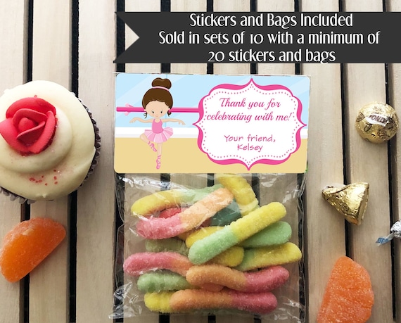 Ballet Treat Bags, Ballet Birthday Stickers and Bags, Dance Party Favors, Dancing Favor Stickers, Ballet Party Favors, Ballet Stickers Il_570xn