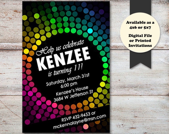 disco ball birthday party invitations colorful birthday invitations
