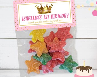 Princess Crown Treat Bags: Pink & Gold Birthday Favors