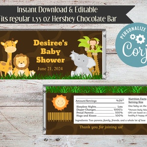 Safari Baby Shower Invitations: Jungle Animals, Giraffe Print (Digital File) image 3