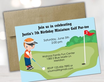 Miniature Golf Birthday Invitation: Editable Golfing Party (Digital File)