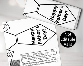 Father's Day Candy Bar Wrapper, Tie Design, Kids Coloring Activity (Instant Download)