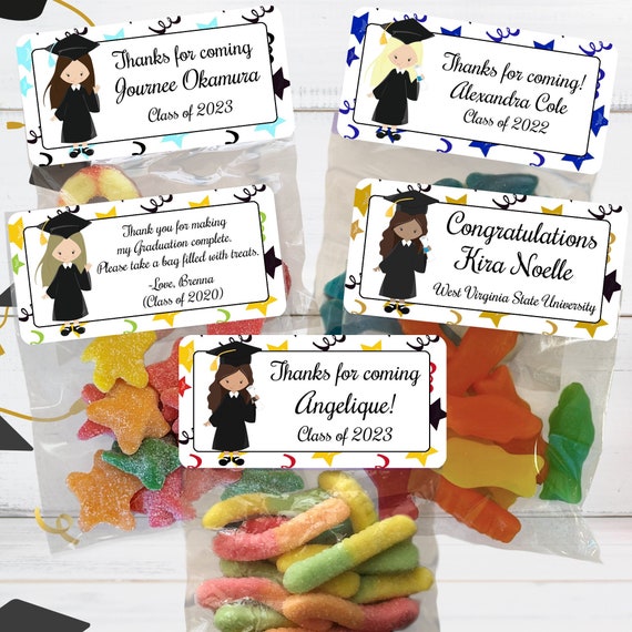 Personalized Graduation Stickers and Bags: Party Favors