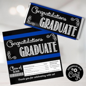 Graduation Candy Wrapper, Chalkboard Graduation Candy Bar Wrappers, Graduation Party Favors, Graduation Wrapper, Digital File, Editable File
