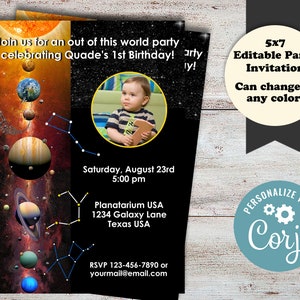 Editble Outer Space Birthday Party Invitations, Planets Birthday Invitation, Planatarium Birthday Invitations, Digital File, Printable, DIY