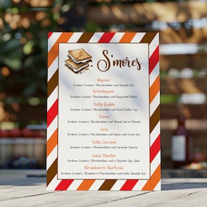 S&#39;more Bar Menu Sign: Editable Smores Station Decor (Digital File)
