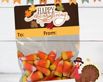 Personalized Thanksgiving Favor Bags, Stickers