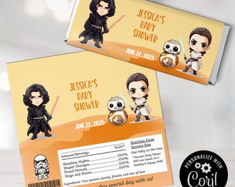 Jedi Baby Shower Candy Wrap, Jedi Baby Candy Wrap, Star Wars Candy Wrap, Star Wars Party Favor, Instant Download, DIY, bearbeitbar