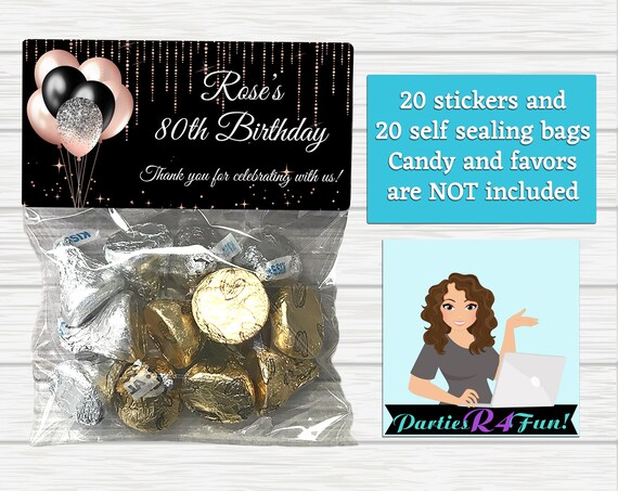 Gold Favor Bags, Adult Favor Bags, Gold and Black Favor Bags, Birthday Favor Bags, Milestone Birthday, Party Favor Bags, Gold Birthday Il_570xn