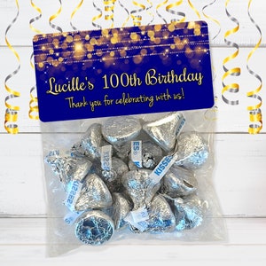 Gold Favor Bags, Adult Favor Bags, Gold and Blue Favor Bags, Birthday Favor Bags, Milestone Birthday, Party Favor Bags, Pink and Gold