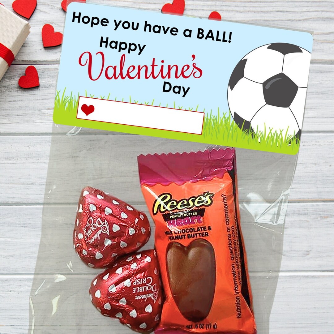 Soccer Ball Valentine Treat Bags, Soccer Valentines, Valentine Treat