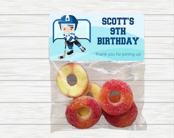 Personalized Hockey Birthday Treat Bags: Party Favors