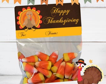 Personalized Thanksgiving Favor Bags, Stickers