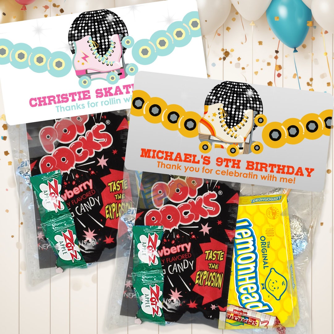 Retro Cosmic Skating Birthday Treat Bags, Skating Treat Bags, Roller