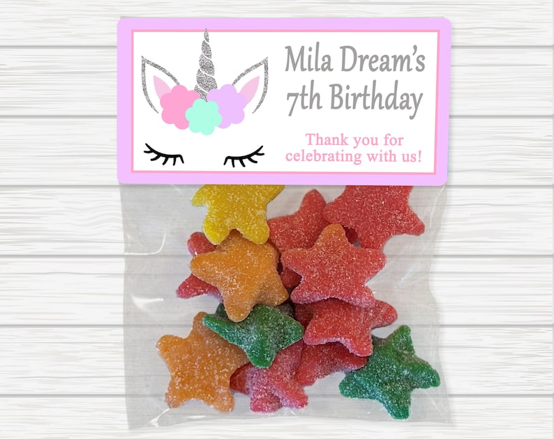 Unicorn Treat Bags, Unicorn Birthday Favors, Unicorn Birthday Party, Unicorn Party Favors, Unicorn Head Party Favors, Rainbow Treat Bags SIlver