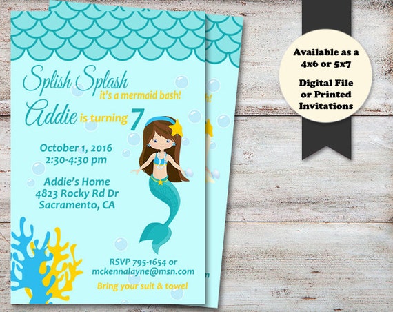 mermaid birthday party invitations mermaid birthday invitations