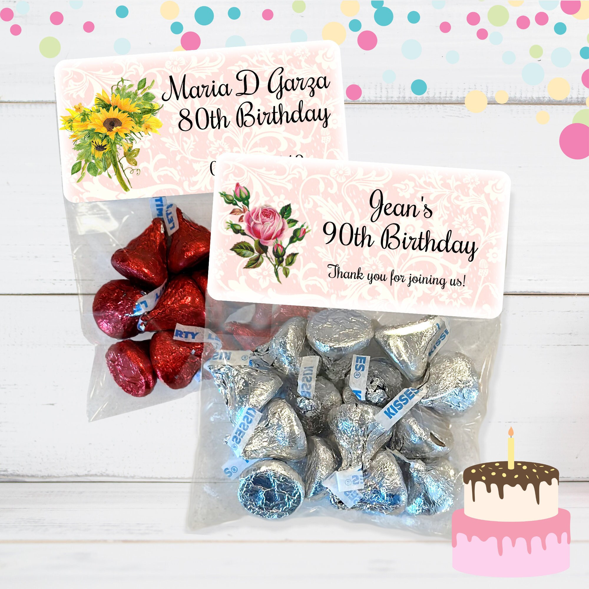 Milestone Birthday Stickers and Treat Bags: Personalized Party Favors