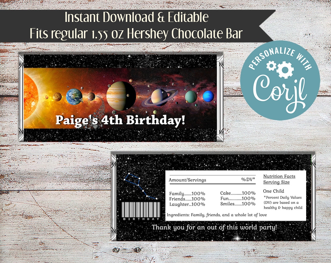Editable Outer Space Birthday Candy Bar Wrapper (digital Download) - Etsy