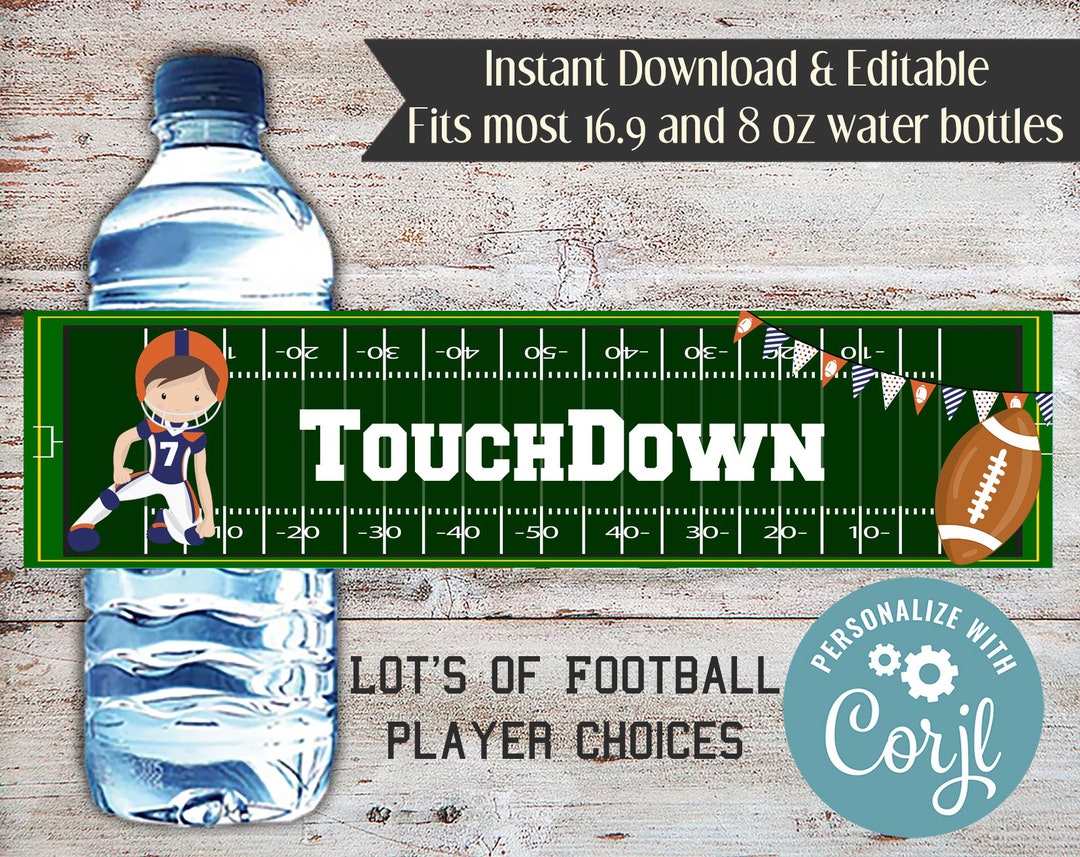Editable Football Water Bottle Labels, Football Water Bottle Wrappers