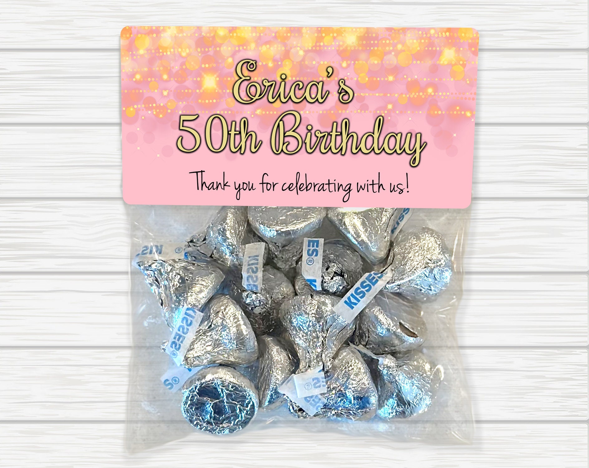 Happy 50th Birthday Favor Bags, 50th Adult Birthday Treat Bags, 21st 20th,  30th, 40th, 60th Birthday Party Favor Gift Bags 