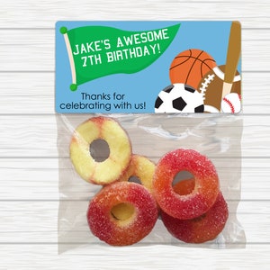 Sports Birthday Treat Bags, Sports Stickers and Bag, Sports Party Favor, Football Favors, All Star Sports, Baseball Favors, Basketball Favor